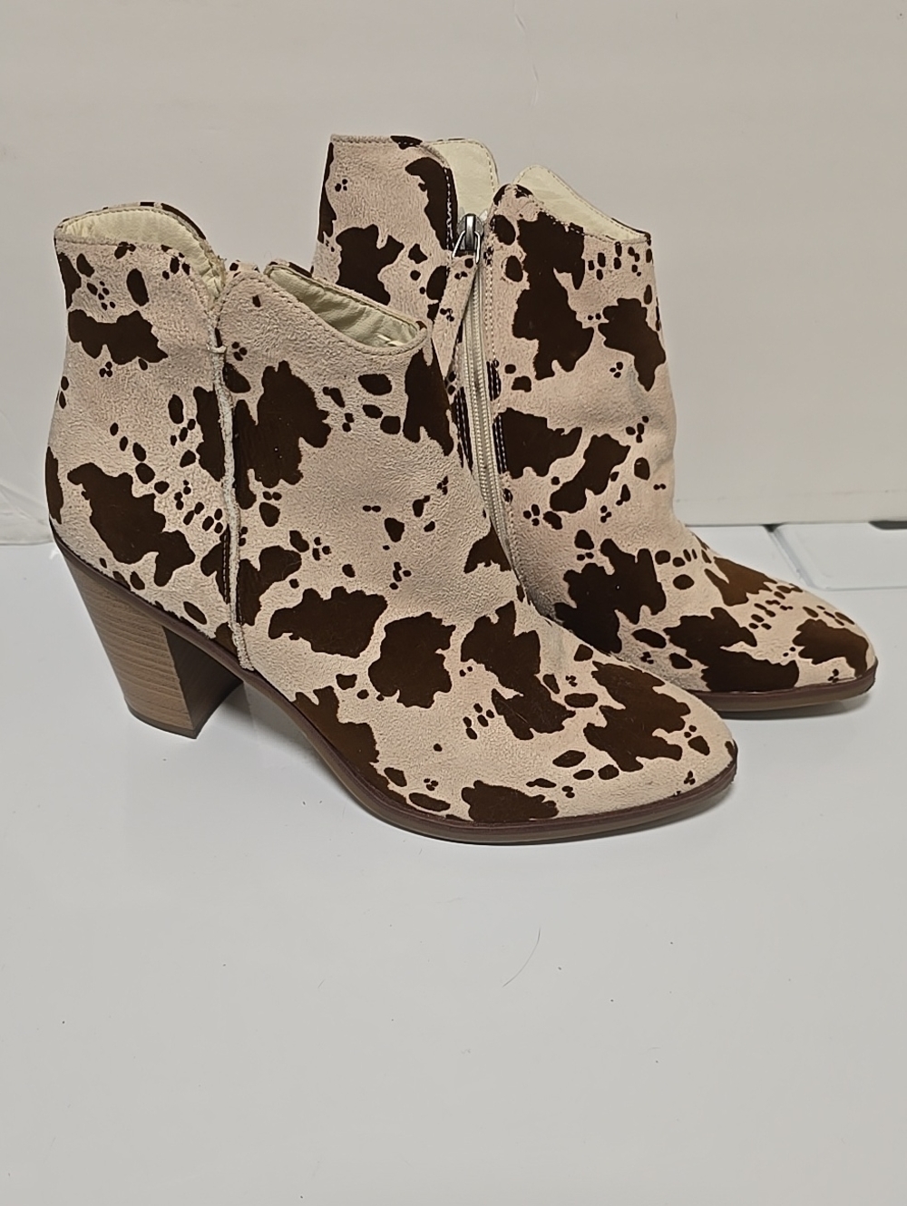 Maurices Brown and Cream Spotted Ankle Booties